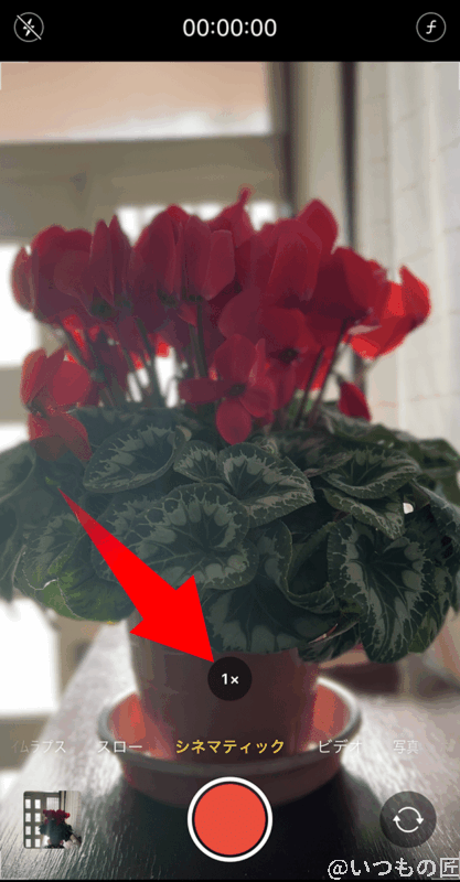 標準のカメラアプリでは、倍率の選択がレンズの選択を意味します。