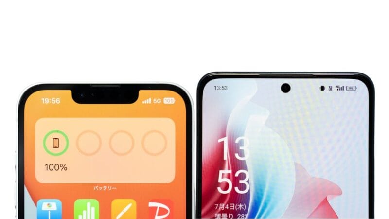 iPhone16eとOPPO Reno11 Aの正面デザイン