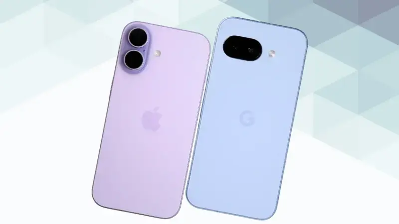 iPhone17とGoogle Pixel 9aの比較 背面デザイン 斜め