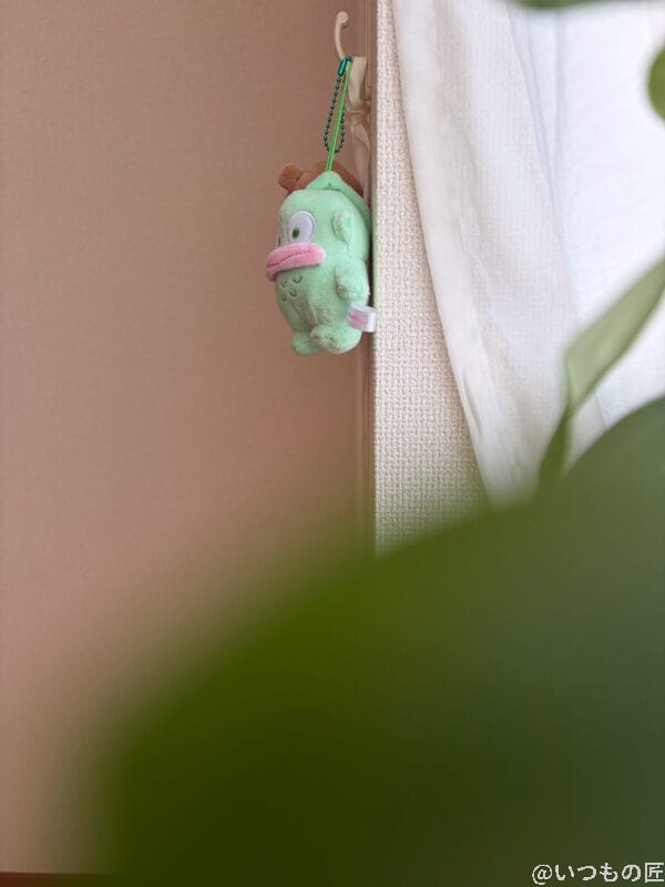 iPhone Air カメラ 緑色のマスコット人形にピントを合わせた1枚